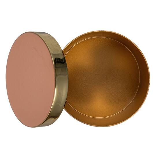 Hello Honey® 3" Pink & Gold Enameled Metal Box with Shiny Interior